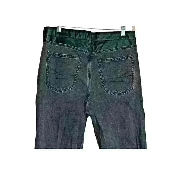 American Eagle Sz‎ 14 Jeans Straight Leg Faux Leather Trim Stretch - Picture 6 of 16
